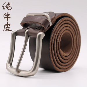 Handmade Pure Cowhide Leather Belt Vintage Casual Waist Belt Top Layer Leather Buckle Pants Belt Leather Accessories for Men