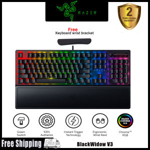 Razer BlackWidow V3 Mechanical Gaming Keyboard: Green/Yellow Mechanical Switches - Tactile & Clicky/Linear & Silen - Chroma RGB Lighting - Compact Form Factor - Programmable Macro Functionality for PC Laptop