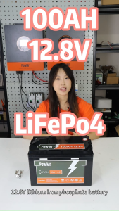 PowMr 12.8V 100Ah LiFePO4 Lithium Battery 1280Wh Built-in BMS 6000+ Deep Cycles Max 100A Charge/Discharge Support 4S 4P Series Parallel Replacement for 12V Lead Acid Battery Solar RV Home Backup 60 Months Warranty