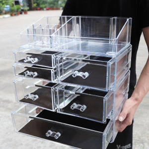 Large Transparent Plastic Cosmetic Storage Box Simple Skincare Mask Organizer Desktop Makeup Desk Shelf Multi-layer Combination
