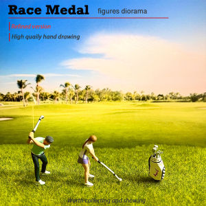 Outdoor Sports Golf 1:64 Hand-Painted Figurine Micro-Photo Scene Collectible Couples Home Decor Static Model Toy