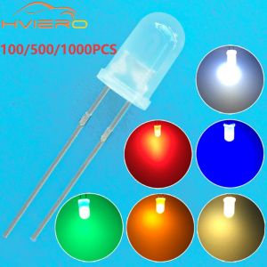 100/500/1000PCS 5mm Round Diodes Lamp Beads Diffused White Red Green Blue Yellow 2pin Light-emitting Led Diode LED Bulb Lights