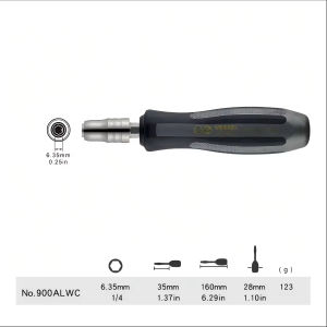 VESSEL | VESSEL 900ALWC 1/4 Inch Hex Screwdriver Handle Non Slip Quick Lock Bit Holder Professional Hand Repair Socket Tool