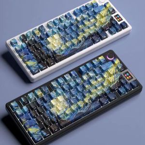 【Keycap Only】Side Engraving Shine Through Star Night Keycap 130+ Keys Cherry Profile PBT Sublimation For Cherry MX Switch Mechanical Keyboard RK61/Anne Pro 2/GK61