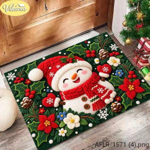 VIKAMA Christmas Gnome Doormat Three Gnomes Merry Christmas Text Welcome Mat Front Door Entryway Non Slip Rug 2027 Xmas Decor