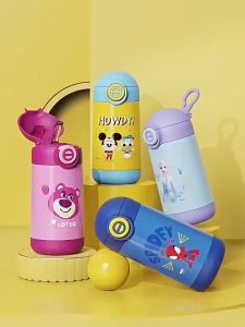 Bình nước giữ nhiệt Mickey/Lotso/Spiderman/Elsa 2 bộ nắp 2 cách uống chính hãng Disney Bình giữ nhiệt 500ml inox không rỉ 316
