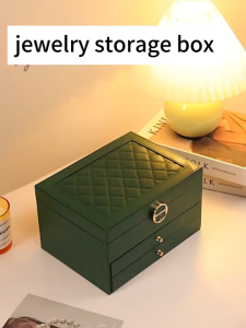 ISSI DIARY Jewelry Box 2 Drawer Large Capacity Organizer Dustproof Multi Layer Storage Earrings Rings Necklace