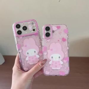 Sanrio | Ốp Điện Thoại Hoạt Hình Dễ Thương Phong Cách Y2K My Melody Dành Cho iPhone 17 Pro Max 17 Pro 16 Pro Max 17 16 15 Pro Max Chất Liệu Nhựa Sơn Chống Xước