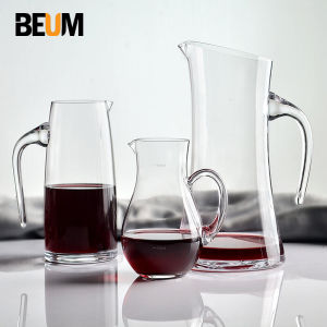 Handmade Luxury Crystal Wine Decanter Large Size Glass Wine Pourer with Handle for Red Wine Home Use Fruit Juice Pot