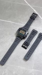 Retro Nhựa Dây Đồng Hồ 19mm Cho Casio Nam Đen Thể Thao Cao Su Chống Thấm Nước Thay Thế Dây Đeo Vòng Tay Cho W-740 W-71 DB-55 W-26 W-86