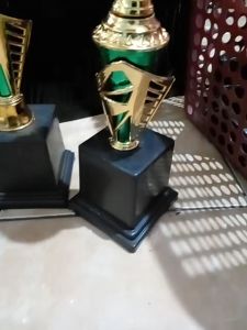 Piala Lomba Juara 1 2 3 4 ( FIGUR BOLA BINTANG BODY hijau RASER) "costum" FREE STICKER (BOLEH satuan)TERMASUK SETICKER DAN FREE DESIGN