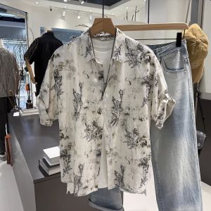 Summer Lightweight Floral Shirt Mens Loose Fashionable Short Sleeve High-End Feeling Cool Handsome Trendy Brand Clothing