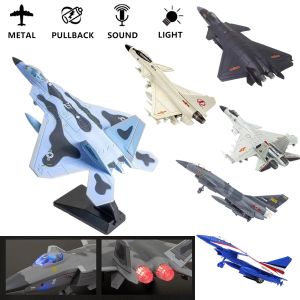 1:50 Pullback & Go Jet Fighter Aircraft Toy with Light Sound Scale Diecast F16 F22 F35 B2 J31 Plane Model Kid Boy Baby Gift