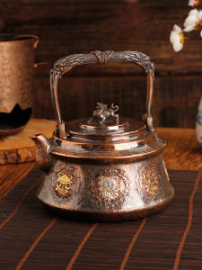 XINLONGTANG | Bình Trà Đồng Mạ Vàng Handmade Dày