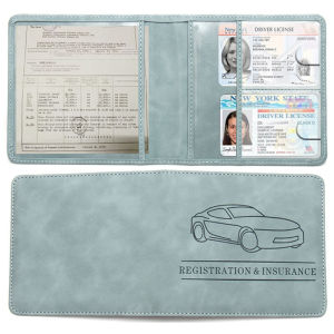 Car Registration Drivers License And Insurance Card Holder - Leather Vehicle Glove Box Automobile Documents Paperwork Organizer