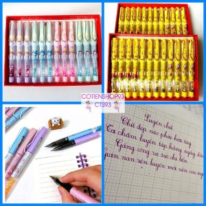 Bút máy rèn chữ ống mực xoá được cho học sinh tiểu học nhũ kim tuyến ngòi kim tinh mài trơn nét nhỏ cotienshop93