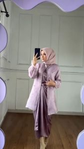 Couple One Set Jemma Outer Organza Outfit Setelan Kondangan Rok Lilit dan Kemeja Batik