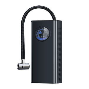 Portable wireless air pump for vehicles with handheld operation auto shut-off and multiple nozzle attachments