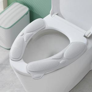 2Pcs Set Washable Toilet Seat Cover Bathroom Mat Reusable Soft Toilet Sticker for Family Restroom