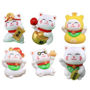 6Pcs Mini Cartoon Maneki Neko Ornaments DIY Gardening Micro Landscape Lucky Cat Home Desktop Decoration