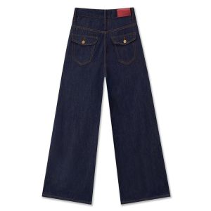 Quần Jeans Ống Thẳng Màu Xanh Đậm Cho Nữ Quần Ống Rộng Phong Cách Retro Thời Trang Thường Ngày Đa Năng Cho Mùa Thu