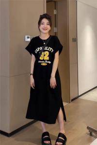 Casual Summer European Style Straight Loose Long T-shirt Dress