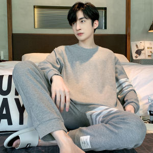 Pure ผ้าฝ้าย ผู้ชาย ชุดนอน เสื้อผ้าบ้านแขนยาว ฤดูใบไม้ร่วง ฤดูหนาว Season Youth สไตล์ลำลอง สบาย ระบายอากาศได้ดี ชุด