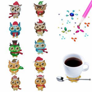 other | 10-Piece Diamond Painting set coaster Christmas pattern Wooden material Desktop decoration Christmas Day gift