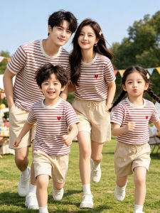 HONGLEXIUYAN | Family Matching Striped Embroidered Short Sleeve T-Shirts