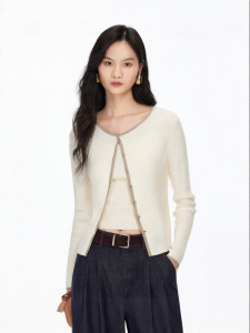 Vero Moda | Cotton Wool Blend Color Block Knitted Cardigan