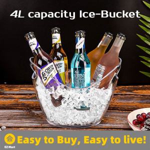 【Fast Shipping】 4L Clear Plastic Ice Bucket 4L Storage Holder High Quality for Wine Champagne and Beer Bottles Clear-Ice-Bucket