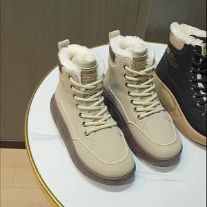 ZY5866 New Cotton-Padded Shoes with Velvet 2023 Winter High-Top Sneakers Womens Shoes Leisure Warm Street Shooting Trendy Student Korean Style