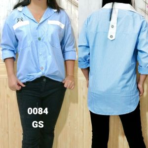 0083 kemeja salur gstyle wayfansix  lubana 2 kantong bordir doggy
