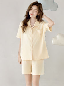 MiiOW | ชุดนอนผู้หญิงผ้าฝ้ายแท้แขนสั้น กางเกงขาสั้น ชุดอยู่บ้าน ใส่กลางแจ้ง บาง ฤดูร้อน 2025 ชุดนอนผ้าฝ้ายแท้สำหรับผู้หญิง