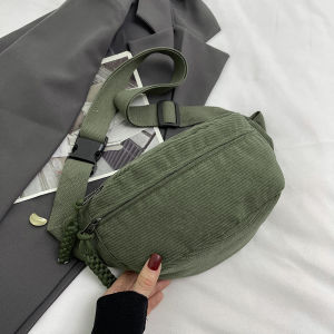 Women Waist Pack Large Capacity Corduroy Fanny Pack Street Style Chest Bag Fashion Shoulder Crossbody Bags Casual Waist Belt Bag