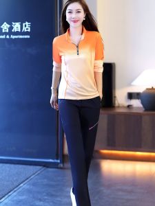 เสื้อยืดแขนยาวผู้หญิงแห้งเร็ว เสื้อผ้ากีฬาปีนเขา วิ่งเช้า ระบายอากาศได้ดี หลวม คอตั้ง เสื้อผ้ากีฬา ชุดเสื้อยืด โพลีเอสเตอร์ 3D พิมพ์ลาย ปกติ