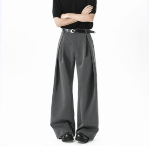 American Black Pleated A-line Flowy Summer Loose Wide-leg Trousers