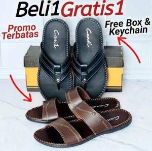 BELI 1 GRATIS 1 Sandal Kulit / Sandal Pria / Sandal Casual Pria / Sandal Slop
