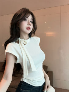 GUZILIAN | Necktie Pure Color Slim Fit Short Sleeve T-Shirt Overhead Style Popular Internet Celebrity Unique Design Casual Commute Fashion