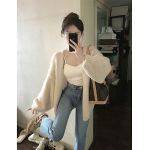 Ladies Knitted Open Cardigan Sweater Soft Cozy Loose Style Autumn Winter Fashion V-Neck Long Sleeve Warm Thermal Outerwear