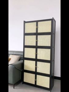 Bamboo Storage Cabinet Multi-layered Breathable Rattan Door Large Capacity And Strong Load-bearing Capacity
