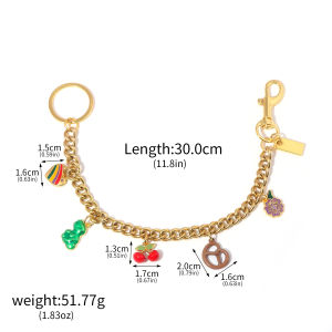 Luxury Bag Charms Cherry Heart Fashionable Charms Keychains Gold Metal Retro Bag Chain Accessories Birthday Gifts