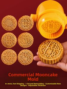 2025 New Style Mooncake Mold 125g Hand Press Guangdong Style One Mold Multi Base 75g Home Use Baking Tools ABS Material