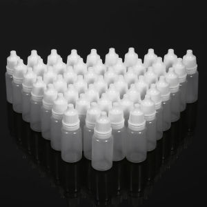 50PCS 5ML/10ML Eyes Liquid Dropper Refillable Bottles Empty Plastic Squeezable Paint DIY Containers Portable Packing Blue Lid