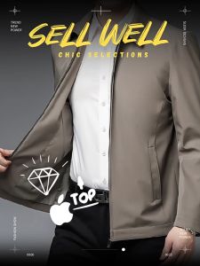 เสื้อแจ็คเก็ตผู้ชายทรงเข้ารูปแบบซิปเต็มตัว ดีไซน์ทันสมัย - ปกพับ ระบายอากาศได้ดี เหมาะสำหรับกิจกรรมกลางแจ้งในฤดูใบไม้ผลิและฤดูใบไม้ร่วง