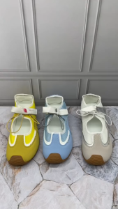 Sepatu Sneakers Wanita Sandal Beige Blue Yellow 36-40 Korean Kekinian Bahan Suede Dan Canvas DG6093