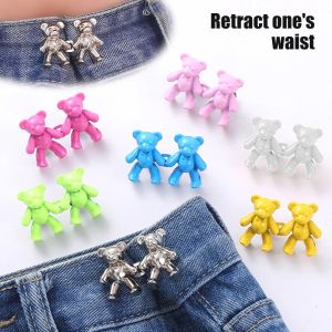 2Pcs Detachable Metal Bear Tighten Waist Button for Women Skirt Pant Jeans Adjustable Waist Clip Metal Pins Clothing Accessories