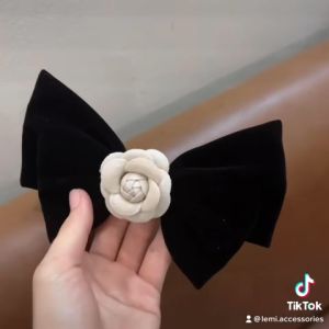 Kẹp tóc thắt nơ đính bông hoa size lớn 165cm Kẹp tóc nơ vải nhung thời trang Hàn Quốc