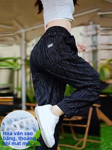 HULIXIONGDI | Meteor Pattern Thin Ice Silk Loose Elastic Cuff Mens Casual Pants