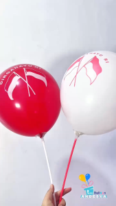 ( isi 100 ) Balon latex HUT RI per pack / balon merah putih / motif dirgahayu ri